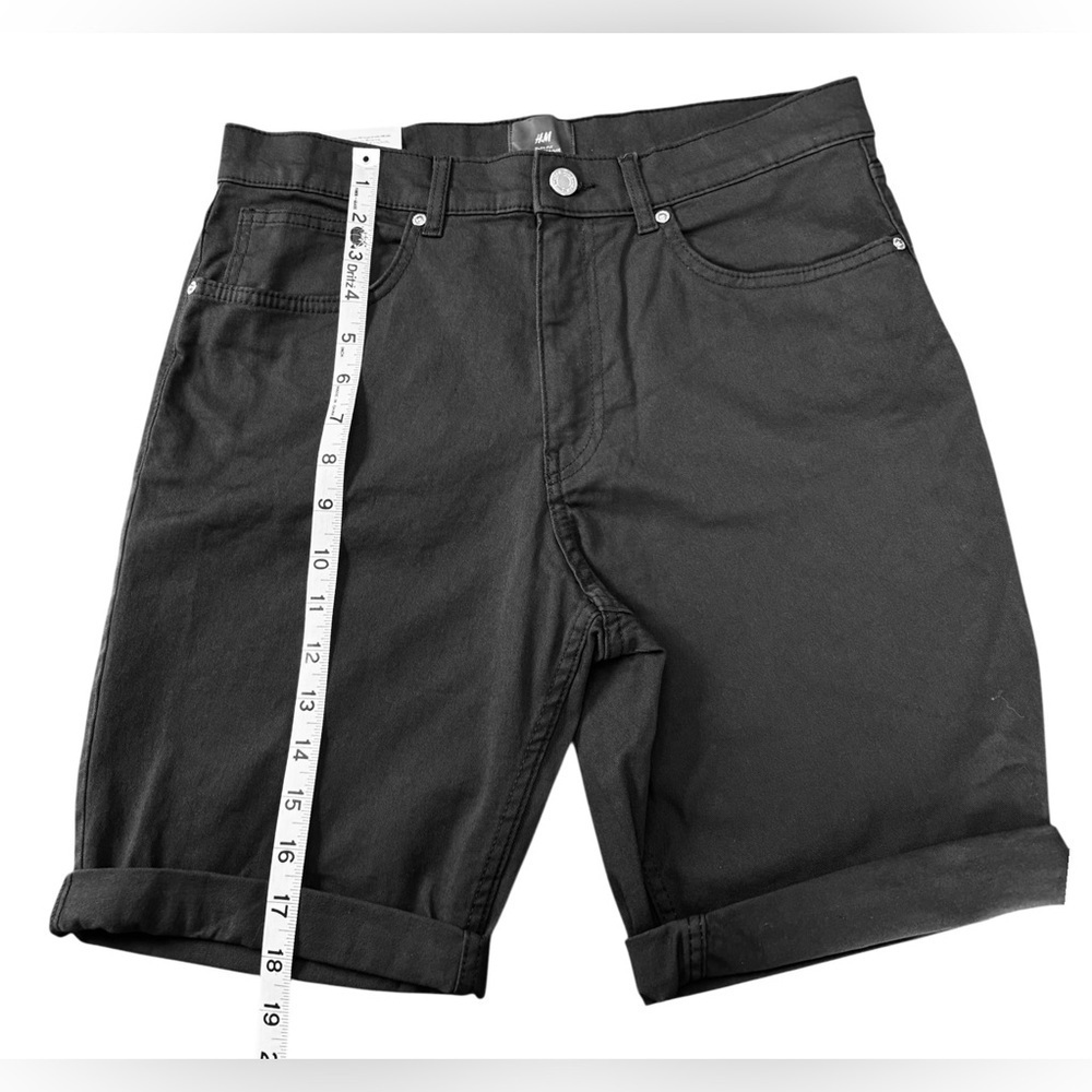 NWT, H&M, Men's Slim Fit Cotton Twisted Shorts, Size 31, Dark Gray - Picture 5 of 10